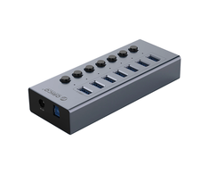 Orico BT2U3-7AB Hub 7x USB-A 3.0 su jungikliais – pilkos spalvos