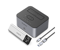 Orico IT28E-C 2 diskų prijungimo stotis su M.2 NVME 2.5"/3.5 HDD/2.5"; SSD Clone Function - pilkos spalvos