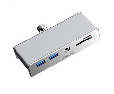 „Orico MH5PMM“ spaustuku montuojamas šakotuvas USB-C / 2x USB-A 3.0, + SD&amp;TF + 3,5 mm garso jungtis – juodos spalvos