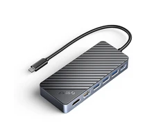 „Orico OM28PR-G2“ USB-C prijungimo stotelė su M.2 disko lizdu + 1 x USB-A 3.2 + 1 x USB-C 3.2 + 2 x USB-A 2.0 + 1 x HDMI + 1 x Ethernet – juodos spalvos