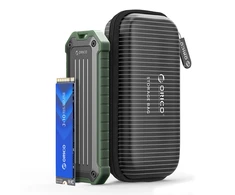 Disko dėžutė Orico OTPX-G2 M.2 NVMe/SATA SSD USB-C 3.2 – pilkos ir žalios spalvos