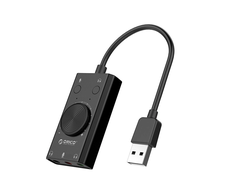 „Orico SC2“ išorinė daugiafunkcinė garso plokštė su USB-A jungtimi – juodos spalvos
