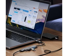 Orico YSB4-U2 USB-A/USB-C šakotuvo prijungimo stotelė 2x USB-A 2.0 + 1x USB-A 3.0 + 1x USB-C 2.0 + 1x USB-C – pilkos spalvos