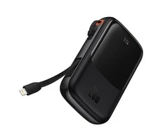 Powerbank 10000mAh 20W Baseus Qpow Pro Overseas Edition + USB C 3A kabelis - juodos spalvos