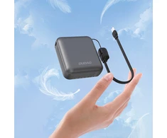 Powerbank Dudao K22+ 10000mAh 22.5W USB-C with pendant/cable – pilkos spalvos
