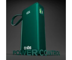 SBS išorinė baterija 10 000 mAh su integruotu USB-C laidu (žalia)