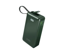 Nešiojamoji baterija SBS 10000 mAh 20W su integruotu USB-C laidu ir skaitmeniniu ekranu - žalias
