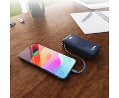 Išorinė baterija SBS 10000 mAh 20W su integruotu USB-C laidu ir skaitmeniniu ekranu - tamsiai pilka