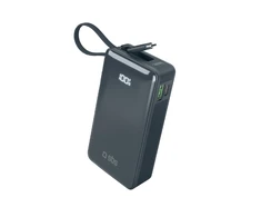Išorinė baterija SBS 10000 mAh 20W su integruotu USB-C laidu ir skaitmeniniu ekranu - tamsiai pilka