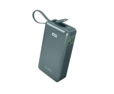 Išorinė baterija SBS 10000 mAh 20W su integruotu USB-C laidu ir skaitmeniniu ekranu - pilka