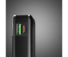 Nešiojamoji baterija SBS 10000 mAh 20W su integruotu USB-C laidu ir skaitmeniniu ekranu - juodas