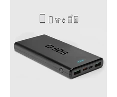 SBS 10,000 mAh power bank su 20W Power Delivery technology juodos spalvos