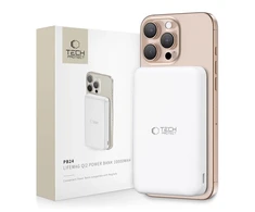 Išorinė baterija „Tech-Protect PB24 LifeMag QI2 MagSafe 10000 mAh“ – baltos spalvos