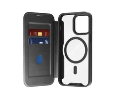 SBS Puro Book Mag MagSafe Leather dėklas su Flap and Card Slot skirtas Apple iPhone 16 Pro - juodos spalvos