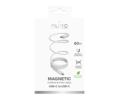 Puro Elektrik Puro Magnetic USB-C – USB-C 60 W USB 3.2 (20 Gbps) 1 m magnetinis kabelis – baltas