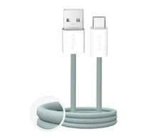 Puro Fabrik 2.0 10W USB-A – USB-C Braided Kabelis 1.5m – žalios spalvos