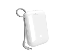 Puro Power Link 10 Plus 10000mAh Power Bank su Built-in USB-C Kabelis – baltos spalvos