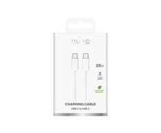Puro TPE 25W USB-C – USB-C 3m kabelis – baltos spalvos