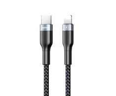 Greito įkrovimo kabelis REMAX RC-009 18W PD USB-C į Lightning: Spalva - Juoda