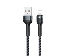 USB Lightning Remax Jany Alloy kabelis, 1m, 2.4A (juodas)