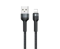 USB Lightning Remax Jany Alloy kabelis, 1m, 2.4A (juodas)