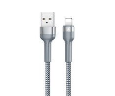 USB Lightning Remax Jany Alloy kabelis, 1m, 2.4A (sidabrinis)