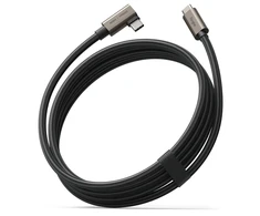 Ringkė 3.2 gen. 2x2 USB-C, PD 3.1 240W 2m kampinis laidas - juodas