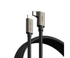 Ringkė 3.2 gen. 2x2 USB-C, PD 3.1 240W 2m kampinis laidas - juodas