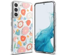 Ringke Fusion Design Armored Case Cover with Gel Frame, skirtas Samsung Galaxy S22 + (S22 Plus) dėklas telefonui skaidrus (Floral) (F593R31)