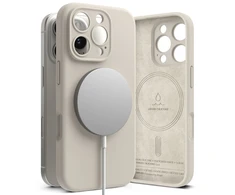 Dėklas Apple iPhone 16 Pro Ringke Silikoninis Magnetic MagSafe Stone kreminės spalvos