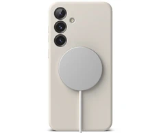 Ringke Samsung Galaxy S25 Silikoninis dėklas su magnetu, akmens spalvos
