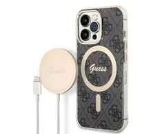 Apple iPhone 13 PRO Guess dėklas 4G Print MagSafe + Belaidis Įkroviklis (GUBPP13XH4EACSK) juodos spalvos