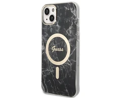 Guess Rinkinys GUBPP14MHMEACSK Dėklas+Įkroviklis Apple iPhone 14 Plus / 15 Plus 6.7″ juodos spalvos kietas dėklas Marbl