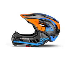 Rockbros TT-32SOBL-S children's bicycle helmet with removable chinbar, dydis S - juodas and oranžinis