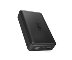 SBS Nešiojamoji baterija „Puro Fast“ 20000 mAh, 2x USB-A + 1x USB-C – juoda