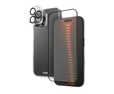 SBS set with D3O technology skirtas iPhone 16 Pro Max – case + glass screen and camera protector – transparent