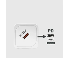 Kelioninis įkroviklis PD 20W Type C, 20W USB By SBS Baltas