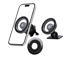 Automobilinis laikiklis telefonui Spigen MFT13 2in1 MagSafe sidabro spalvos