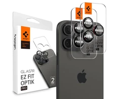 Apsauginis stiklas kamerai Apple iPhone 14 Pro / 14 Pro Max / 15 Pro / 15 Pro Max / 16 Pro / 16 Pro Max / 17 Pro / 17 Pro Max Spigen Optik Pro L-Series Glas.tr „EZ FIT” kameros apsauga 2 vnt. juodas