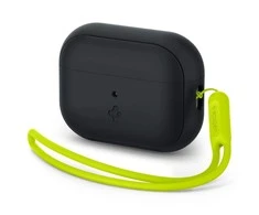 Spigen silikoninis dėklas Silicone Fit juodas + dirželis Phantom Žalias – AirPods Pro (2-os kartos)