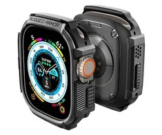 Dėklas „Spigen Rugged Armor“, juodas - Apple Watch Ultra 2/Ultra 49mm