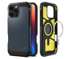 Spigen Tough Armor MagSafe su stoveliu Apple iPhone 16 Pro Max – dėklas telefonui pilkos spalvos