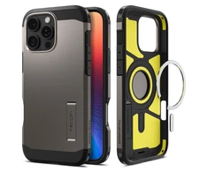 Spigen Tough Armor MagSafe su stoveliu Apple iPhone 16 Pro Max – dėklas telefonui juodos spalvos