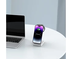 Įkrovimo stotelė Tech-Protect QI15W-A36 3in1 skirta Apple – baltos spalvos