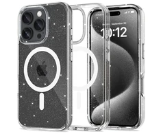 Apple iPhone 16 Pro Tech-Protect FlexAir Hybrid MagSafe Glitter dėklas telefonui skaidrus