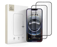 „Tech-Protect Glass Fit+“ 2 grūdinto stiklo pakuotė, skirta „iPhone 17e / 16e / 14 / 13 Pro / 13“ - juodas