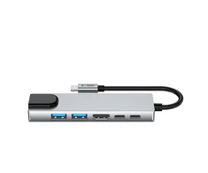 Tech-Protect HB02 HUB Adapteris 6in1 USB-C + USB2.0 + USB3.0 + HDMI 4K 30Hz + RJ45 + PD100W - pilka