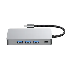 Tech-Protect HB05 HUB 9in1 USB-C + USB2.0 + USB3.0 + HDMI 4K 60HZ + SD / TF + PD100W + RJ45 adapteris - pilka