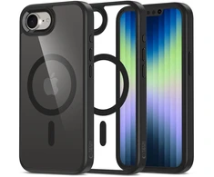 „Tech-Protect MagMat MagSafe“ dėklas, skirtas „iPhone 16e / 17e“ – juodas-skaidrus