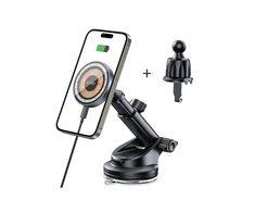 Automobilinis telefono laikiklis Tech-Protect MM15W MagSafe su belaidžiou įkrovimu 15W juodos spalvos